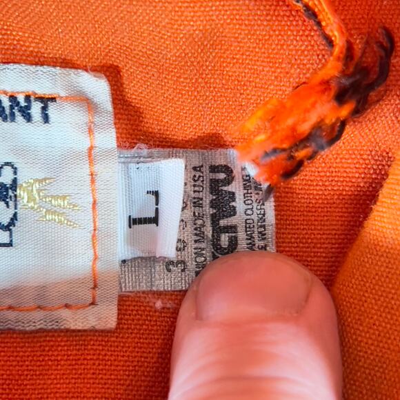 Tyndale FR Full Zip / Snap Cover Shirt Men L Safety Orange Union Made USA Smock - Picture 4 of 14